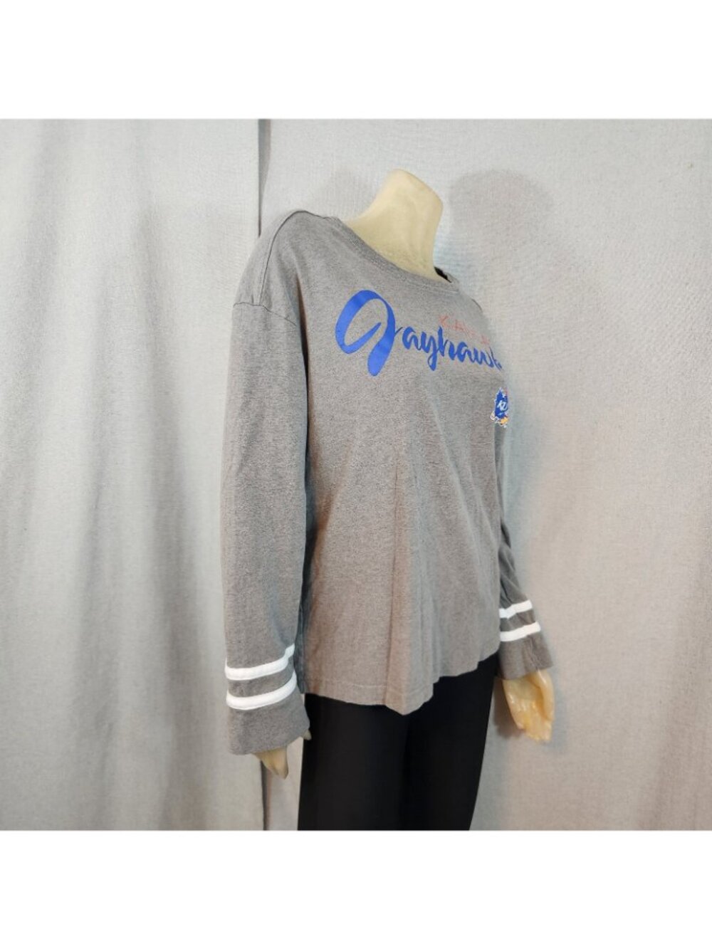 Russell University Kansas Jayhawks Gray Crew Nck LongSlv Shirt Blouse Top MEDIUM - Picture 3 of 6